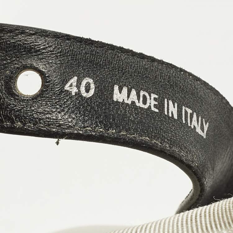 Pre Owned Miu Miu Size 40 White Leather and Net Mary-Jane Ballet Flats