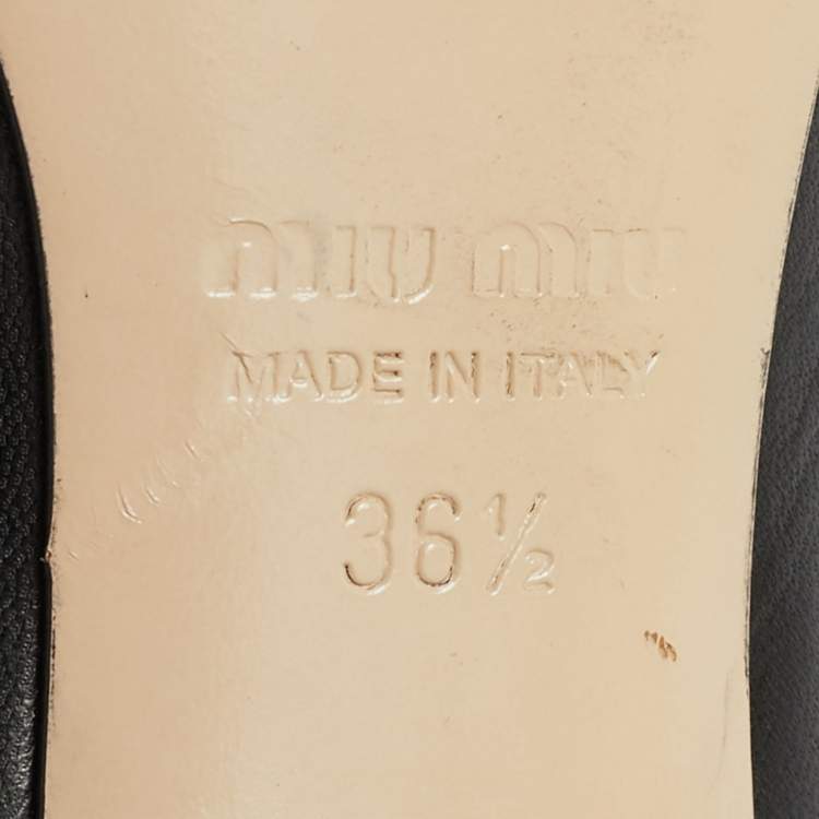 Pre Owned Miu Miu Size 36.5 Black Patent and Leather Crystal Embellished Mary Jane Pumps