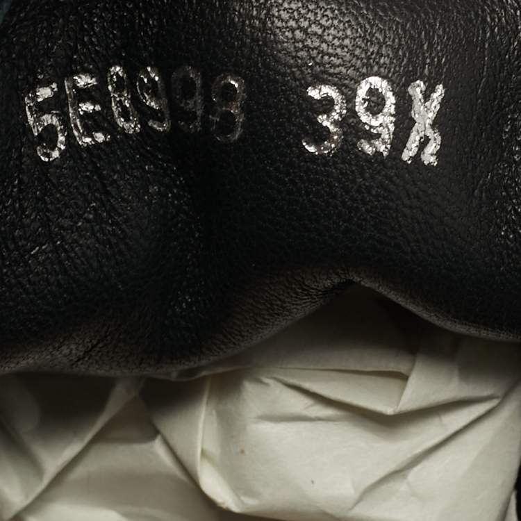 Pre Owned Miu Miu Size 39.5 Navy Blue Metal and Suede Cap Toe Lace Up Sneakers