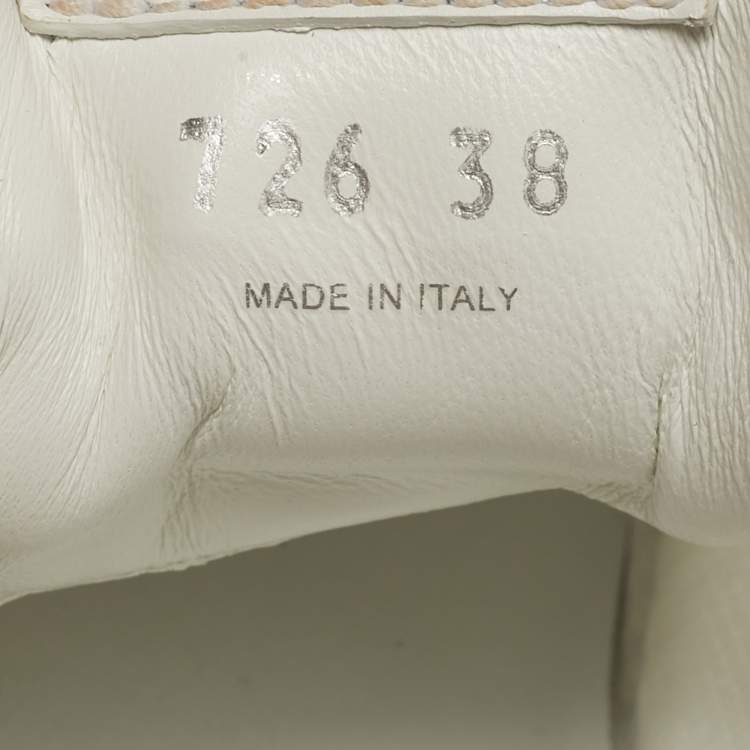 Pre Owned Miu Miu Size 38 White Leather and Mesh Low Top Sneakers