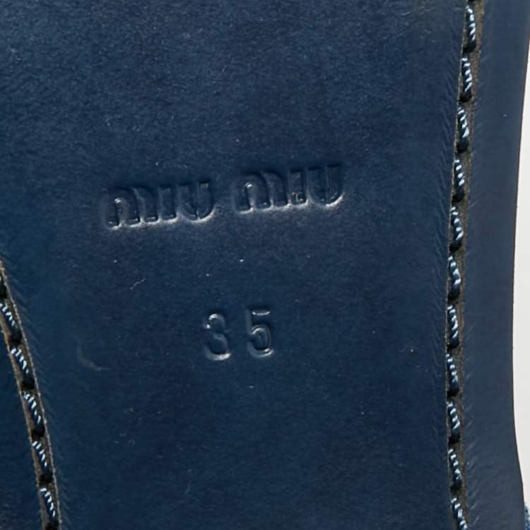 مملوكة مسبقًا Miu Miu Size 35 Blue Denim Crystal Embellished Ankle Strap Sandals