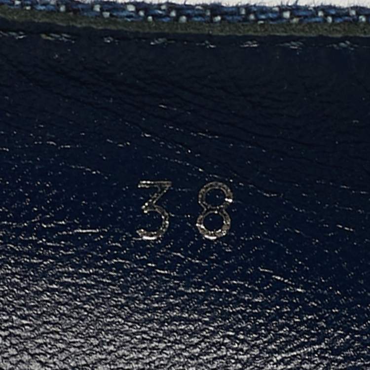 مملوكة مسبقًا Miu Miu Size 38 Blue Denim Crystal Embellished Espadrille Platform Wedge Flats