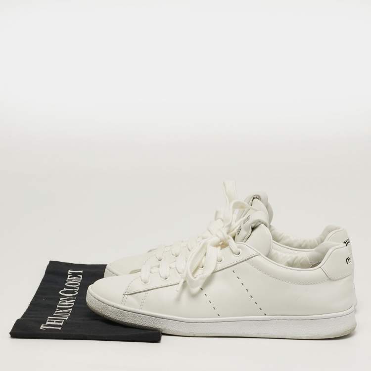 Pre Owned Miu Miu Size 42 White Leather Low Top Sneakers