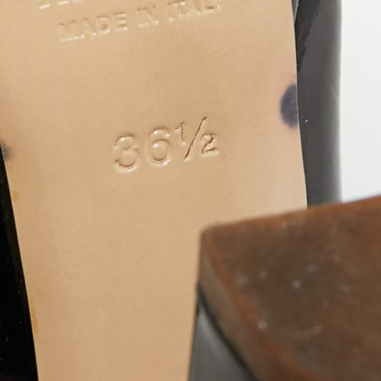 Pre Owned Miu Miu Size 36.5 Black Patent Leather Platform Pumps