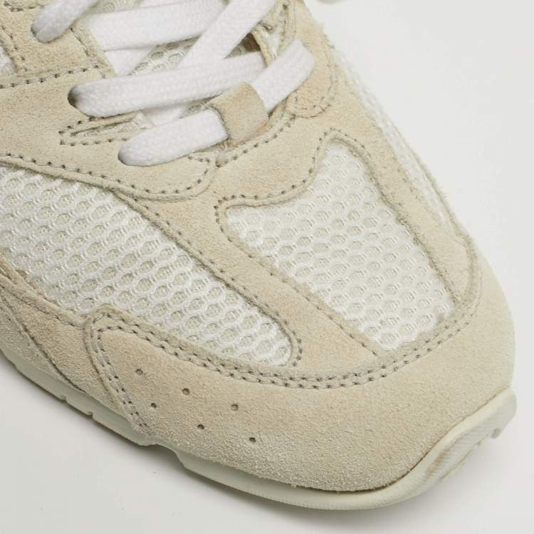 Pre Owned Miu Miu X New Balance Size 38 Grey/White Mesh and Suede Lace Up Sneakers