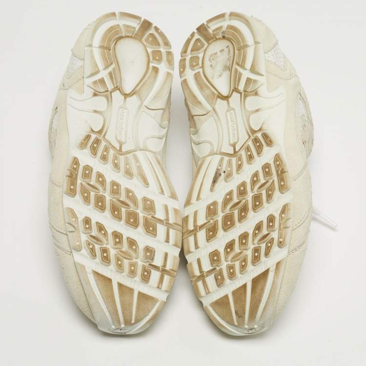 Pre Owned Miu Miu X New Balance Size 38 Grey/White Mesh and Suede Lace Up Sneakers