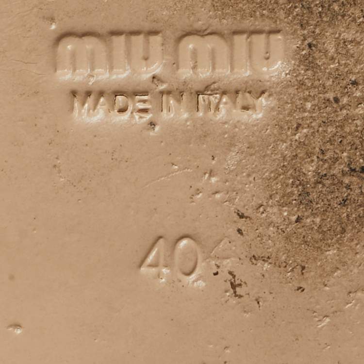 Pre Owned Miu Miu Size 40 Silver Leather Crystal Embellished Flat Slides 