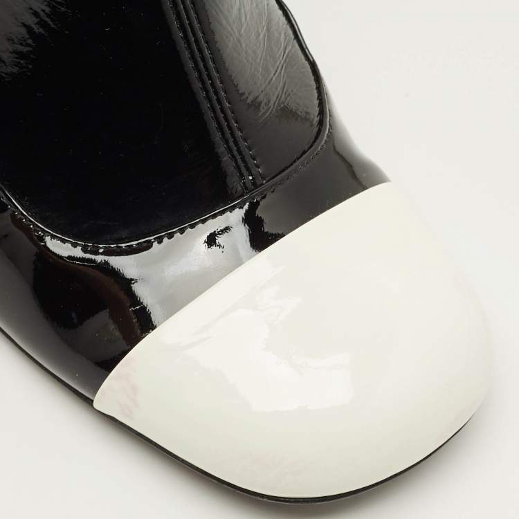 مملوكة مسبقًا Miu Miu Size 41 Black/White Leather and Patent Leather Knee Length Boots
