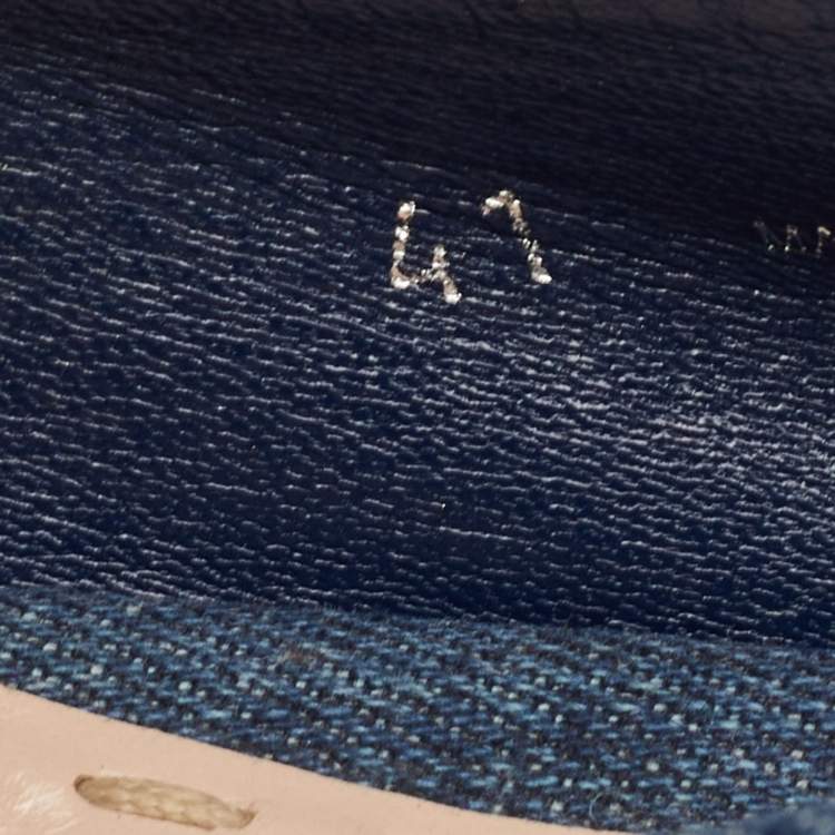 Pre Owned Miu Miu Size 41 Navy Blue Denim Crystal Embellished Platform Espadrille Sandals