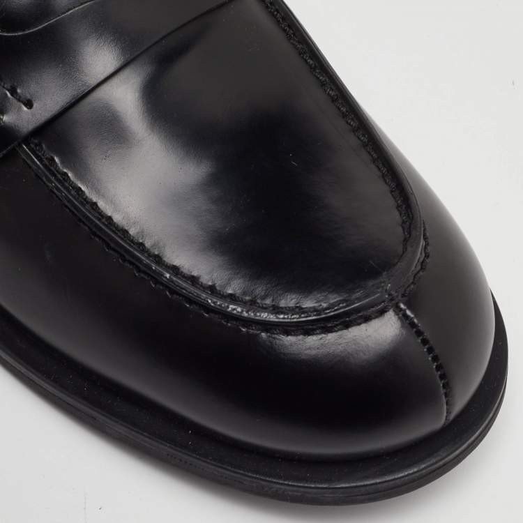 Pre Owned Miu Miu Size 38 Black Leather Slip On Loafers