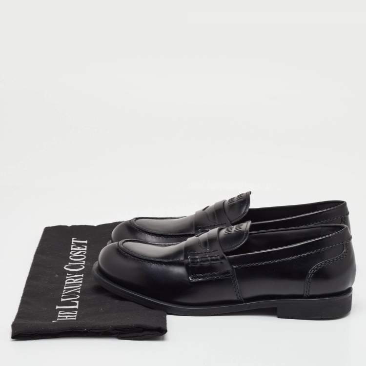 Pre Owned Miu Miu Size 38 Black Leather Slip On Loafers