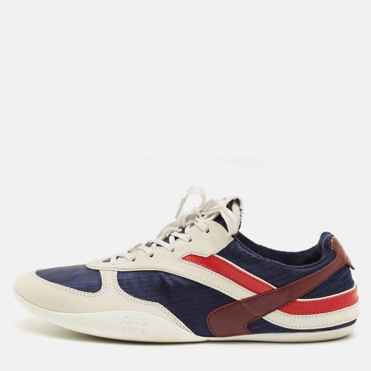 Pre Owned Miu Miu Gymnasium Size 42 Multicolor Fabric and Suede Low Top Sneakers