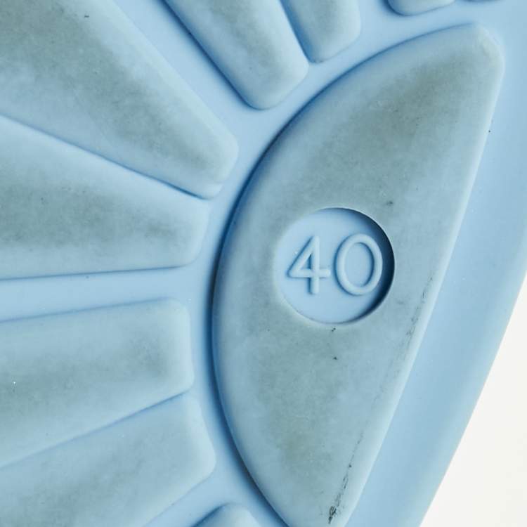 Pre Owned Miu Miu Wavy Size 40 Light Blue Rubber Flat Slide Sandals