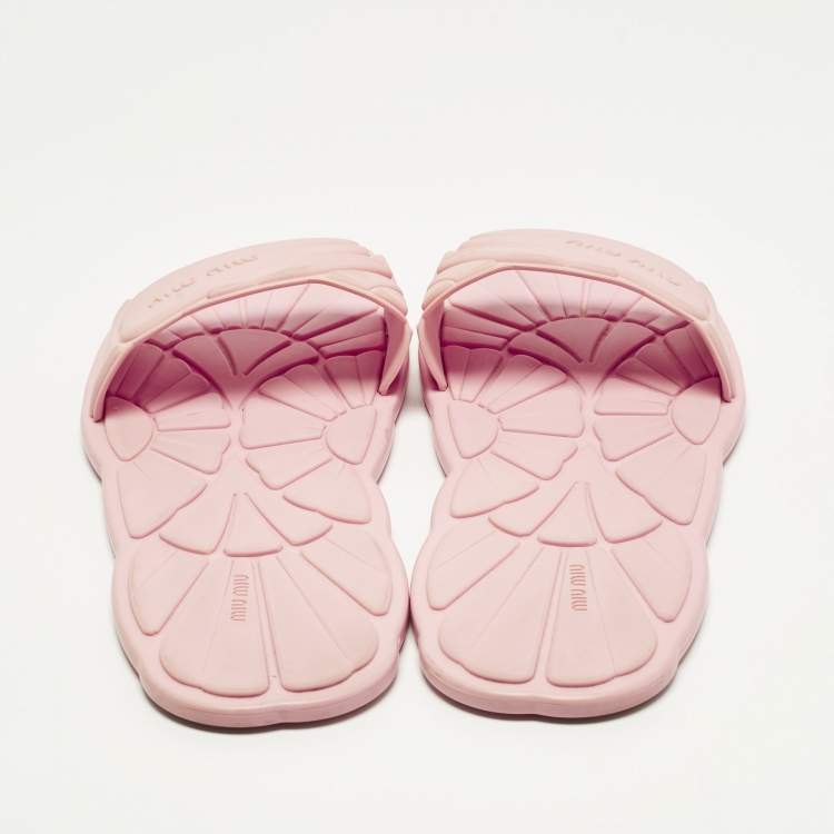 Pre Owned Miu Miu wavy Size 40 Pink Rubber Flat Slide