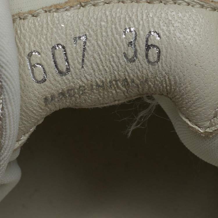 Pre Owned Miu Miu Size 36 Cream Knit Fabric Crystal Embellished Slip On Sneakers