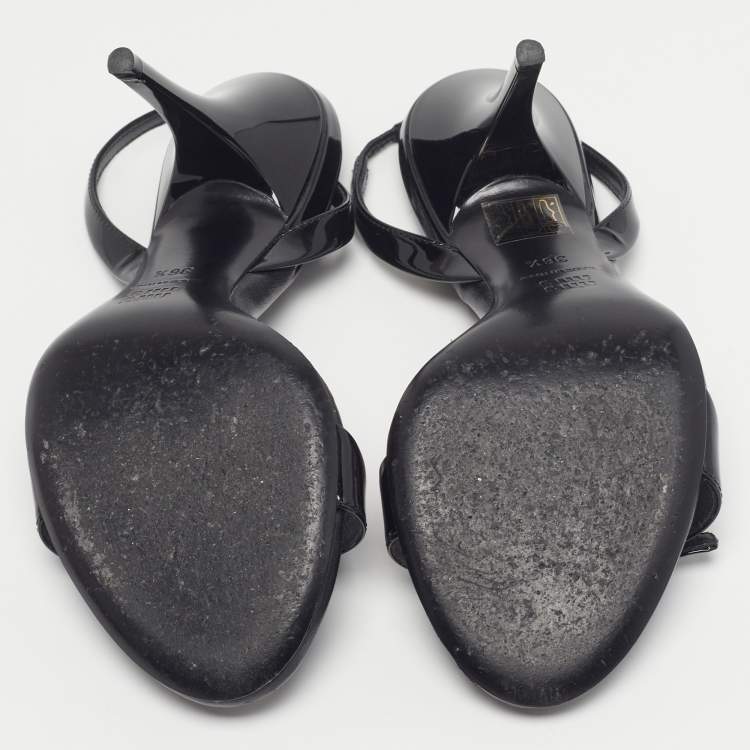 Pre Owned Miu Miu Size 36.5 Black Patent Leather Slingback Sandals