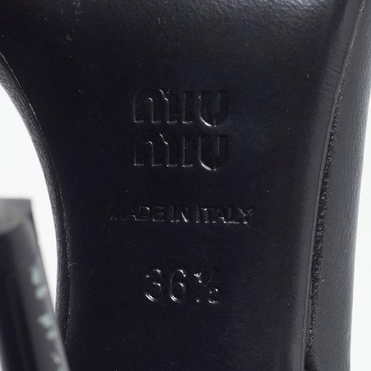 Pre Owned Miu Miu Size 36.5 Black Patent Leather Slingback Sandals