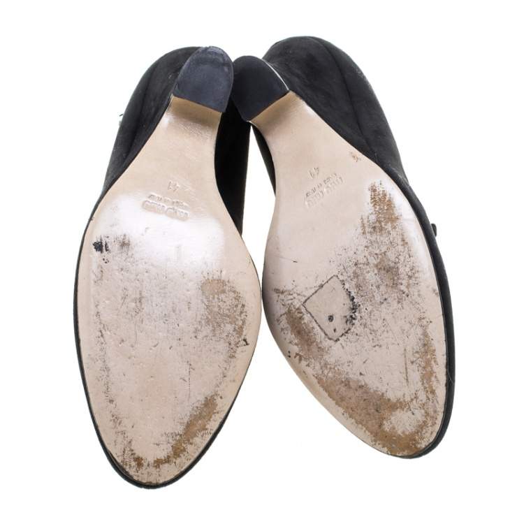 Pre Owned Miu Miu Black Suede Pleated Trim Ankle Boots Size 41