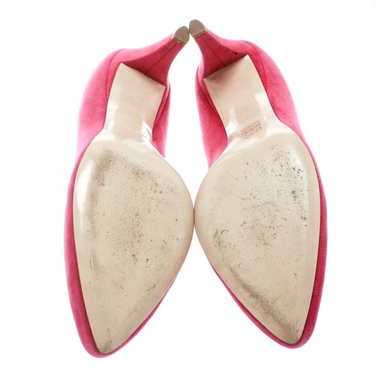 Pre Owned Miu Miu Pink Suede Pumps Size 41.5
