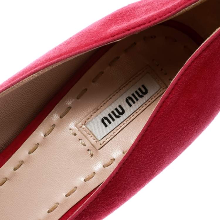 Pre Owned Miu Miu Pink Suede Pumps Size 41.5