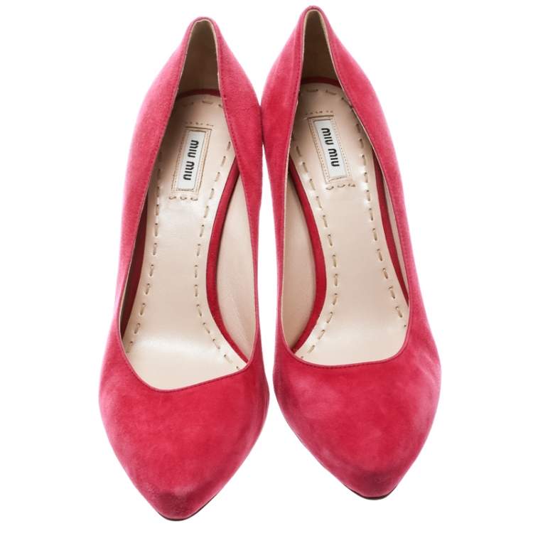 Pre Owned Miu Miu Pink Suede Pumps Size 41.5