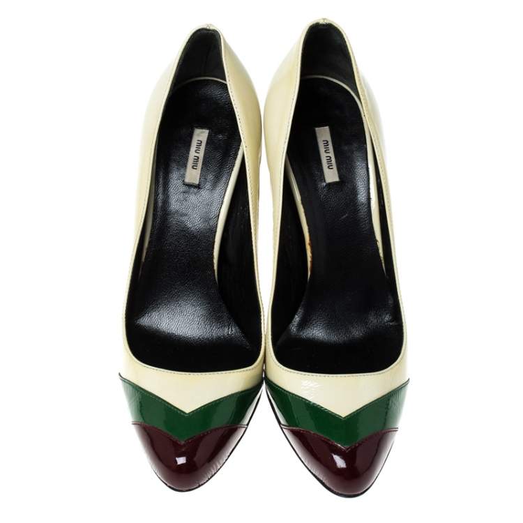 Pre Owned Miu Miu Multicolor Patent Leather Pumps Size 36