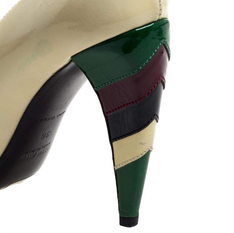 Pre Owned Miu Miu Multicolor Patent Leather Pumps Size 36