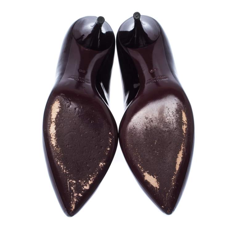 مملوكة مسبقًا Miu Miu Burgundy Patent Leather Pointed Toe Pumps Size 38