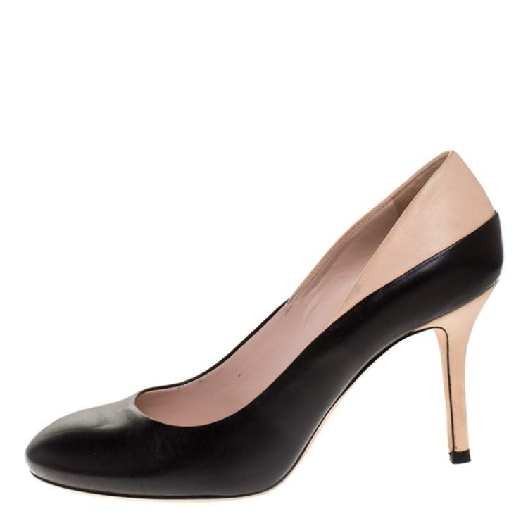 Pre Owned Miu Miu Bicolor Leather Round Toe Pumps Size 36.5