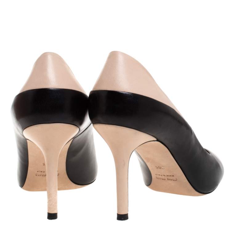 Pre Owned Miu Miu Bicolor Leather Round Toe Pumps Size 36.5