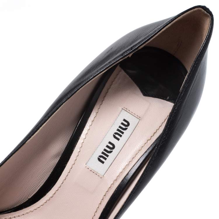 Pre Owned Miu Miu Black Leather Platform Pumps Size 38