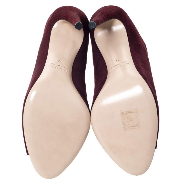 Pre Owned Miu Miu Burgundy Suede Donna Mule Sandals Size 37