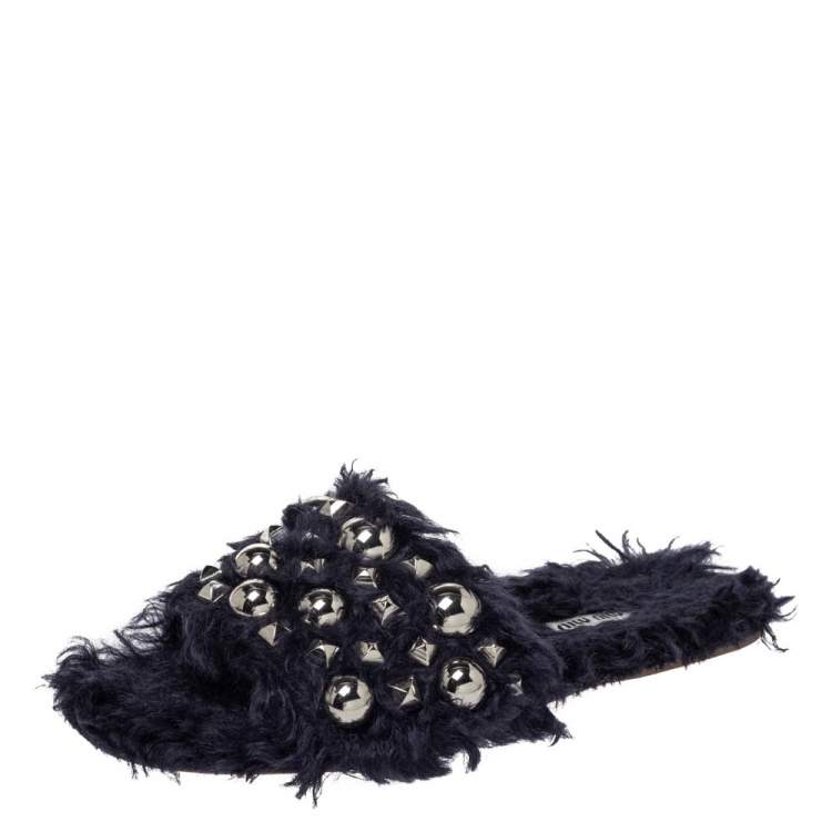 miu miu fur slides