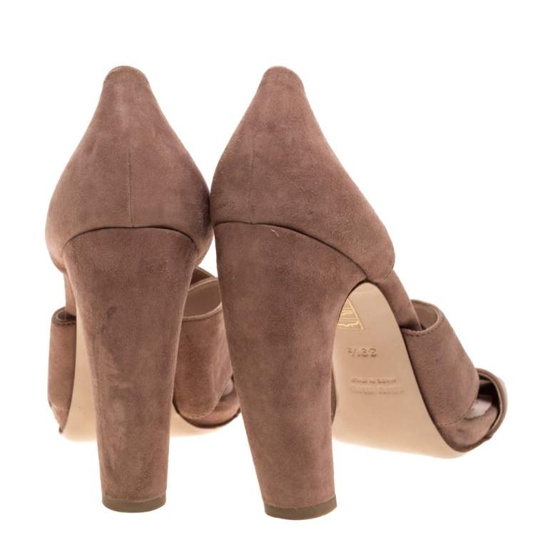 Pre Owned Miu Miu Pink Suede Cross Strap D'orsay Sandals Size 39.5