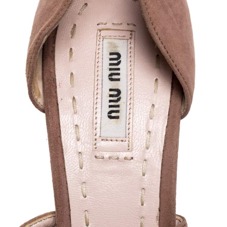 Pre Owned Miu Miu Pink Suede Cross Strap D'orsay Sandals Size 39.5