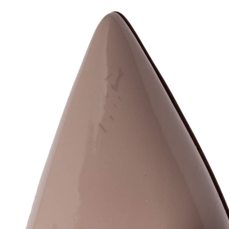 مملوكة مسبقًا Miu Miu Beige Patent Crystal Embellished Heel Pointed Toe Pumps Size 41