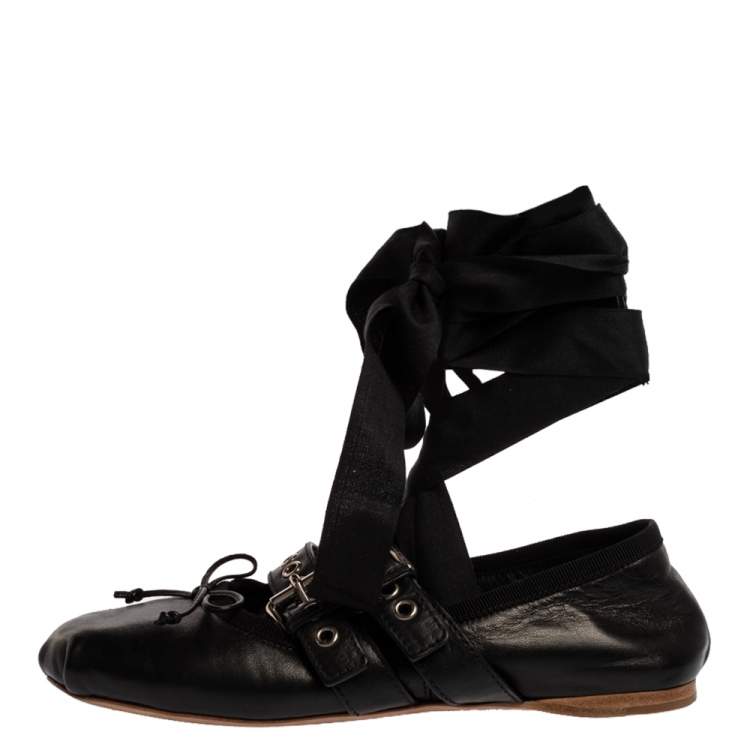 Miu miu discount ankle wrap bow