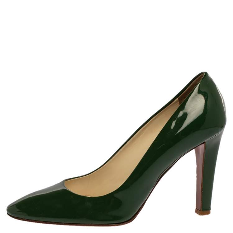 Pre Owned Miu Miu Vintage Green Patent Leather Pumps Size 38