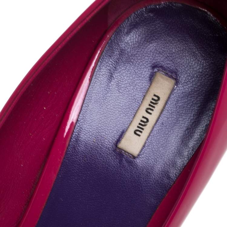 Pre Owned Miu Miu Pink Patent Leather Peep Toe Pumps Size 40.5