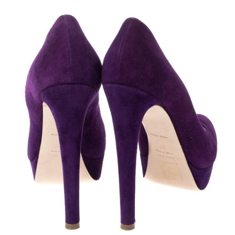 Pre Owned Miu Miu Purple Suede Platform Pumps Size 3