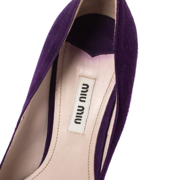 Pre Owned Miu Miu Purple Suede Platform Pumps Size 3