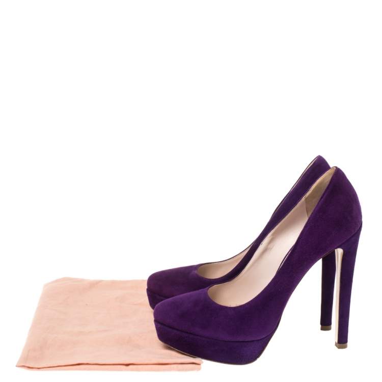 Pre Owned Miu Miu Purple Suede Platform Pumps Size 3