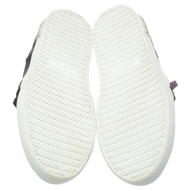 Pre Owned Miu Miu Purple Satin Crystal And Stud Cap Toe Embellished Buckle Detail Sneakers Size 40