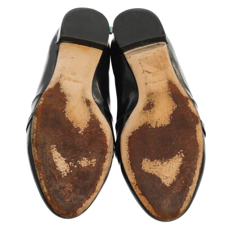 Pre Owned Miu Miu Black Patent Leather Crystal Embellished Ballet Flats Size 40