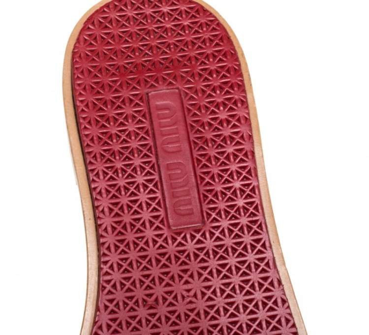 Pre Owned Miu Miu Red Leather Slide Sandals Size 37