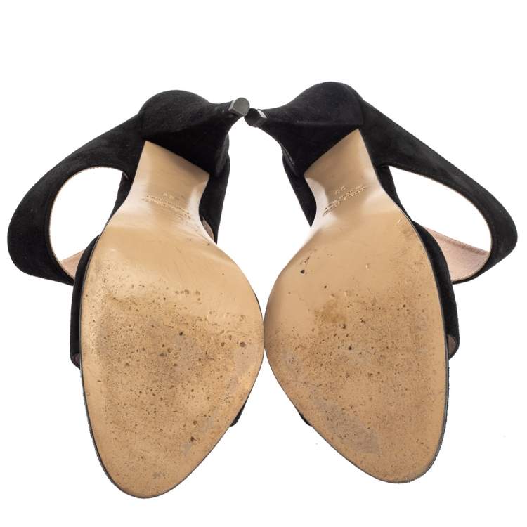 Pre Owned Miu Miu Black Suede Banded Sandals Size 39