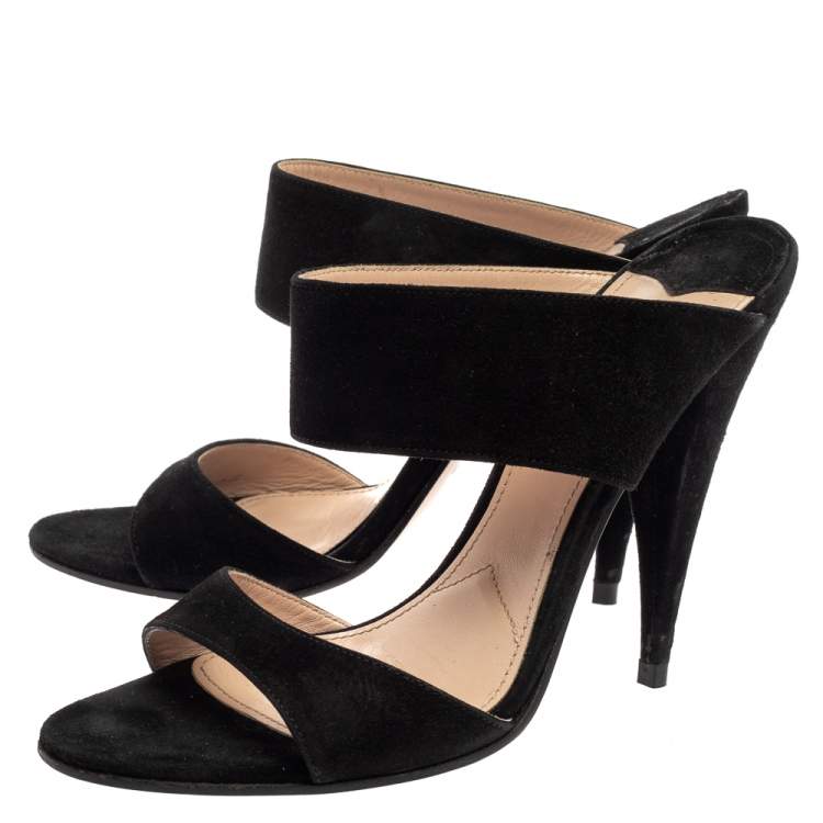 Pre Owned Miu Miu Black Suede Banded Sandals Size 39