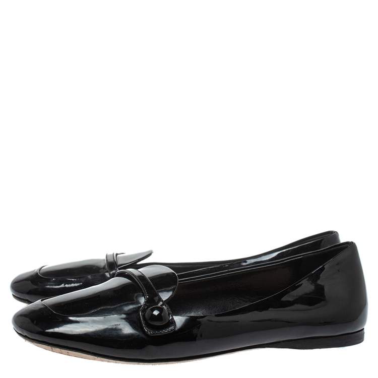 Pre Owned Miu Miu Black Patent Leather  Slip on Flats Size 36