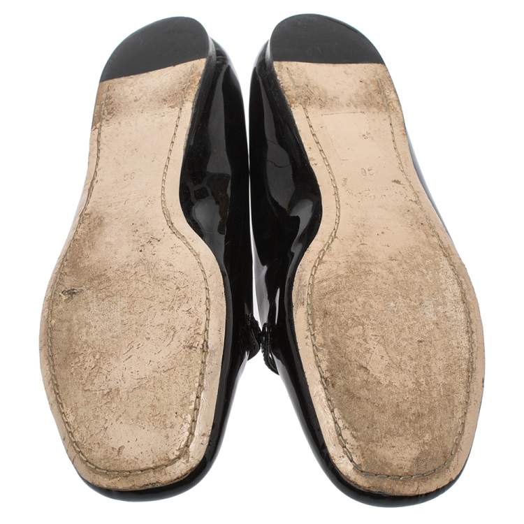 Pre Owned Miu Miu Black Patent Leather  Slip on Flats Size 36