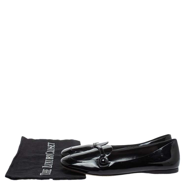 Pre Owned Miu Miu Black Patent Leather  Slip on Flats Size 36